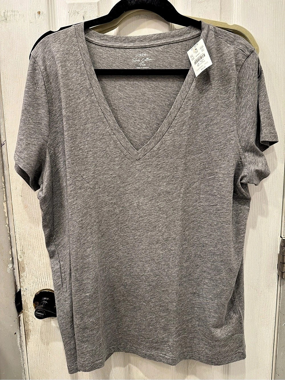 J.Crew Slub V-Neck Cotton Tee in Gray XXL NWT